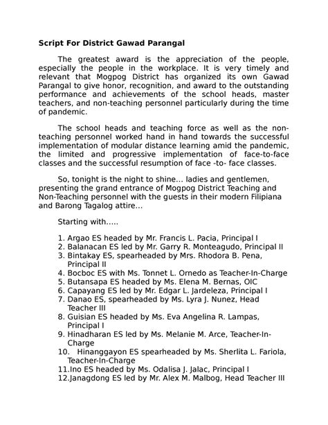parangal in English .